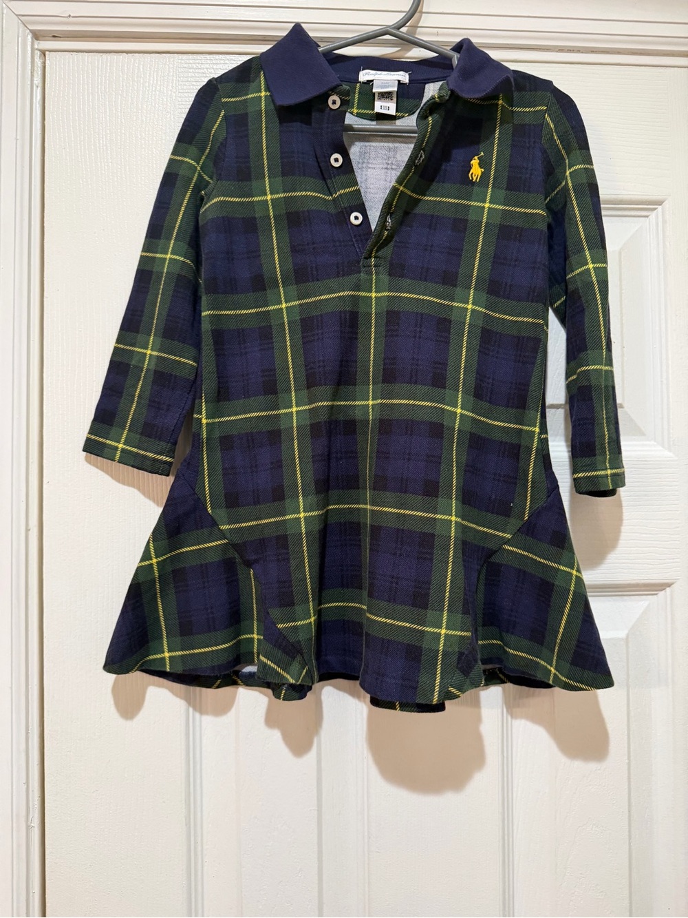 Ralph Lauren Navy, Green & Yellow Plaid Polo Dress